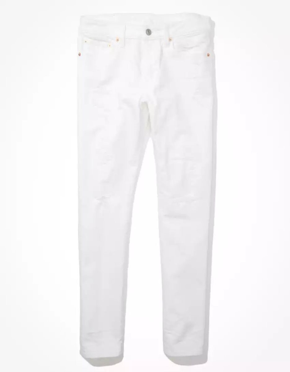 Jean American Eagle AE AirFlexPatched Mince Blanche Homme | ZHZ-00027201